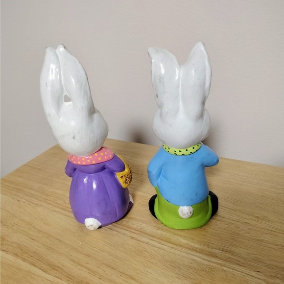 Vintage Hand Painted Bunny Rabbit Couple - Picture 2 of 6